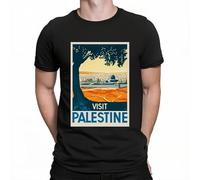 FIATI00P Travel Posters Visit Palestinian T-Shirts Funny and Hilarious Popular Top Shirts for Men and Women Round Tops