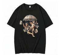 FIATI00P xury BD Men's Top T-Shirt Summer Cotton T-Shirt Unisex Fun Children's Umbrella Print Pattern