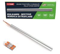 FIATLUX Bougie Poêle à Granulé Edilkamin/Bestove/Nordica Extraflame - Bougie Allumage 155mm - 280W - Pièce d'origine - Clips de connexion inclus