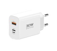 Fiauli Chargeur Compact Portable 30W Rapide pour iPhone 15 Huawei P50 Pro PD Adaptateur de Charge Rapide léger Compatibilité Universelle Chargement Efficace Blanc UE