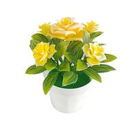 Fiauli Fleur Artificielle avec Pot, Petite Plante décorative en Pot de Simulation, ne Tombe jamais Facile à Entretenir Fleur Artificielle en Plastique pour décor de Bureau à Domicile Jaune