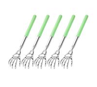 Fiauli Gratte-dos durable en acier inoxydable 5 pièces - Outil télescopique pour les zones difficiles d'accès - Pâte de massage portable réglable - Résistant à la rouille - Rétractable - Vert