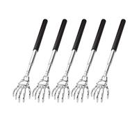 Fiauli Gratte-dos durable en acier inoxydable - Lot de 5 outils télescopiques pour les zones difficiles d'accès - Pâte de massage portable réglable - Résistant à la rouille - Rétractable - Noir