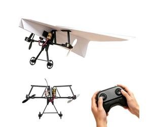 Fiauli Kit d'avion en papier RC avec stabilisateur gyroscopique, kit de moteur d'avion en papier avec deux hélices, projet de vol pliable et léger pour débutants