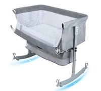 Fiauli Lit de Chevet pour bébé 3 en 1, couffin à Hauteur réglable pour Dormir Ensemble, Berceau à Bascule Portable avec Panier de Rangement et moustiquaire, dormeur Pliable pour bébé de à 24 Mois GR