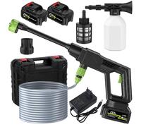 Fiauli NetToyeur Haute Pression Sans Fil, laveuse de pression électrique, 500 psi, 1 gmm, nettoyeur d'alimentation portable réglage avec buses réglables 6 en 1, à haute la main Ferreux