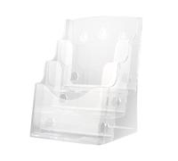 Fiauli Présentoir à brochures à 3 compartiments en acrylique, porte-documents mural en option, porte-revues pour mur ou bureau A5