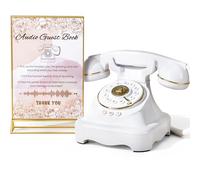 FiayaCom livre d'or audio avec lecture instantanée et volume réglable, idéal pour les mariages, les anniversaires de mariage et les fêtes d'anniversaire (Blanc pur + Panneau)