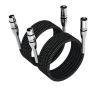 FIBBR 2Pcs XLR Câble 2M, Microphone Câble en Nylon Tressé XLR Mâle vers Femelle, Câble de Microphone Symétrique Résistant, Compatible avec Préamplificateurs/Systèmes de Hhaut-parleurs