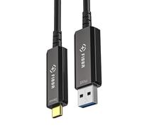 FIBBR Câble Optique USB A vers USB C 15M, Transfert de Données Longue Distance 10Gbit/s USB 3.2 AOC pour VR/AR, Webcam, Appareil Photo, Ordinateur Portable, Mini PC et Plus Encore