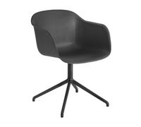 Muuto Fiber Chair - Chaise Pivotante noir structure noire