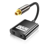Fiber Optic Splitter Audio Optical Cable Splitter 1 In 2 Out Toslink Digital Audio Adapter for Bar,TV-Black