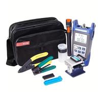 Fiber Optic Termination Tool Kit - 9 in 1 Assembly FTTH tool kit with SKL-6C Cleaver Optical Power Meter Finder - VFL-30km Visual Fault Locator Optical Pliers Cable Cutter Stripper