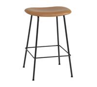 Muuto Tabouret de bar Fiber - Structure tubulaire - Cuir cognac - Structure noire