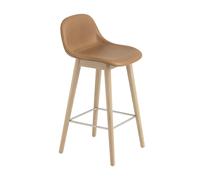 Fiber - Tabouret de bar en bois avec dossier cuir WxHxD 42,5x87,5x44,5cm