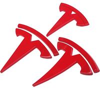 fibhyrtingy Lot de 3 pièces pour couverture d'autocollant badge emblème Modèle Y, autocollants décalcomanies logo emblème avant/arrière/volant de voiture accessoires (compatible avec ModelY rouge)