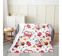 FIBITA Couverture 3D Camion De Pompier Plaid Polaire 100x140 Dessin Animé Couverture en Flanelle Garçon, Couvertures et Plaids Chaude et Douillet, pour Canapé lit et Chaise