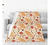 FIBITA Couverture 3D Feuilles D'arbres Plaid Polaire 150x200 ChampignonsCouverture en Flanelle Plantes d'automne, Couvertures et Plaids Chaude et Douillet, pour Canapé lit et Chaise
