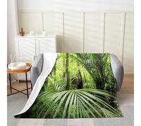 FIBITA Couverture 3D Jungle Tropicale Plaid Polaire 100x140 Plante Couverture en Flanelle Vert, Couvertures et Plaids Chaude et Douillet, pour Canapé lit et Chaise