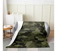 FIBITA Couverture 3D Vert Plaid Polaire 180x220 Camouflage Couverture en Flanelle Décorer, Couvertures et Plaids Chaude et Douillet, pour Canapé lit et Chaise