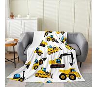 FIBITA Couverture 3D Voiture D'ingénierie Plaid Polaire 100x140 Pelleteuse Couverture en Flanelle Garçon Bulldozer, Couvertures et Plaids Chaude et Douillet, pour Canapé lit et Chaise