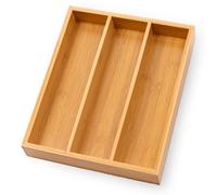 Fibogollo Organiseur de tiroir en bambou pour ustensiles de cuisine, couverts, ustensiles