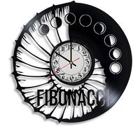 Fibonacci Horloge murale en forme de disque vinyle à spirale, art séquence de Fibonacci, œuvre d'art géométrique sacrée, cadeau mathématique