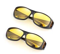FIBOUND 2 Lunettes Vision Nuit HD Anti-Reflets - Verres ambrés pour Conduite Nocturne et Travail sur Écran. Port sur Lunettes Correctrices, Monture Enveloppante Résistante aux Rayures, Mixte.