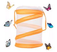 FIBOUND Cage Pliable pour Habitat de Papillon, Filet d'alimentation Pliable pour Insectes, Filet Portable pour Attraper des Papillons, Outil D'Éducation Scientifique pour Enfants (Orange)
