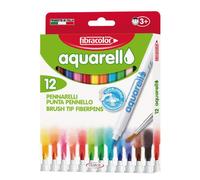 FIBRACOLOR Aquarello Lot de 12 feutres aquarellables pointe pinceau
