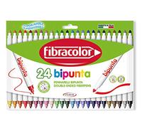 FIBRACOLOR Bipunta Lot de 24 feutres pointe conique et pointe fine super lavables