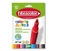 FIBRACOLOR Colorto Delta 3 Lot de 12 marqueurs triangulaires pointe fine 3 mm superlavables