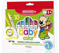 FIBRACOLOR Marqueurs Baby Color Lot de 10 couleurs superlavables uniquement à l'eau