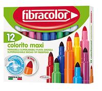 FIBRACOLOR Marqueurs Colorto Maxi, Lot de 12 couleurs, pointe grossière, superlavables
