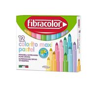 FIBRACOLOR Marqueurs Colorto Maxi Pastel Lot de 12 couleurs pastel, pointe grosse, superlavables