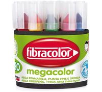 FIBRACOLOR Megacolor Pot de 20 feutres pointe conique taille maxi superlavables, multicolore - 10950SW020BA