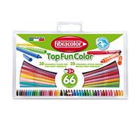 FIBRACOLOR Top Fun Color - Mallette de 66 pièces : 38 feutres colorés, 28 feutres Coloritone - Super lavables