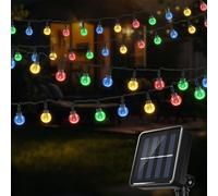 FIBRAVE Guirlande lumineuse solaire d'extérieur étanche (multicolore 100 LED) - Compact 15 m pour balcon/terrasse, 8 modes, garantie 12 mois