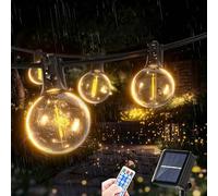 FIBRAVE Guirlande lumineuse solaire d'extérieur G40 avec télécommande, 6 m, USB et double charge solaire, étanche, 8 modes, 3 minuteries, ampoules LED incassables pour camping, jardin, bistrot, porche