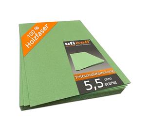 Fibre de bois écologique uficell, isolation phonique aux chocs, pour sols stratifiés et parquets. Haute isolation thermique. Épaisseur: 5,5 mm (21 m² | 3 paquets)