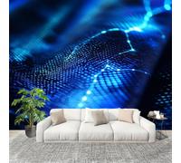 Fibre de Carbone de Science Fiction Papier Peint Photo Intissé Poster Murale Papier Peint 200x140 cm Bleu Fresque Murale Anti-poussière, Idéal pour Rénovation ou Décoration Personnalisée