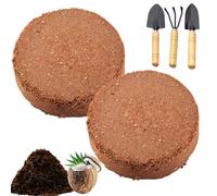 Fibre De Coco Bio pour Plantes, Substrat Et Couche De Recouvrement en Fibre De Coco Compressée, Substrat en Fibre De Coco, Fibre De Coco Bio pour Jardin, Rempotage, Fleurs (Rond,2 pièces)