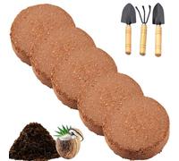 Fibre De Coco Bio pour Plantes, Substrat Et Couche De Recouvrement en Fibre De Coco Compressée, Substrat en Fibre De Coco, Fibre De Coco Bio pour Jardin, Rempotage, Fleurs (Rond,5 pièces)