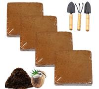Fibre De Coco Bio pour Plantes, Substrat Et Couche De Recouvrement en Fibre De Coco Compressée, Substrat en Fibre De Coco, Fibre De Coco Bio pour Jardin, Rempotage, Fleurs (Carré,4 pièces)
