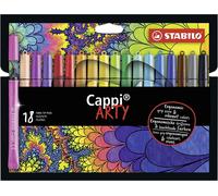 STABILO Cappi - Lot de 18 feutres avec anneau de capuchon - Arty - Avec 18 couleurs différentes