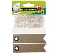 Ficelle blanche-argentée 10 m + 20 étiquettes kraft Fanion - Graine Créative Argenté G