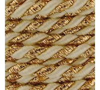 Ficelle Cordelette 3mm Ficelle de Satin, Viscose Brillante, Décoration, Couture, activité Manuelle, créative, neotrims, Torsade a Deux Fils - coupe au mètre (Or/Ecru)