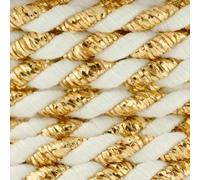 Ficelle Cordelette 3mm Ficelle de Satin, Viscose Brillante, Décoration, Couture, activité Manuelle, créative, neotrims, Torsade a Deux Fils - coupe au mètre (Or/Blanc)