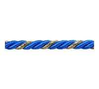 Ficelle CORDELETTE - 7MM - POLYPROPYLÈNE, Coton, Fil MÉTALLISÉ - Coupe AU MÈTRE (Bleu Royal/Or)