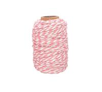 Ficelle Coton Bicolore Rose Clair Et Blanc 25 M X 1,5 Mm